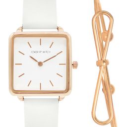 JOKER & WITCH Women White & Rose Gold-Toned Watch & Bracelet Gift Set JWBS395-image-98