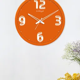 RANDOM Orange & White Solid Analogous Wall Clock-28