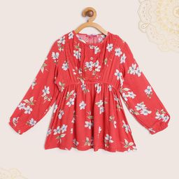 Biba Girls Red & White Floral Print A-Line Top-image-11