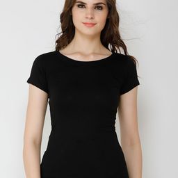 Cation Women Black Solid Pure Cotton Top-picture-45