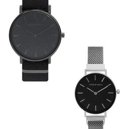 JOKER & WITCH Unisex Black & Silver-Toned Mike & Tina Couple Watch Gift Set JWCW193-image-46