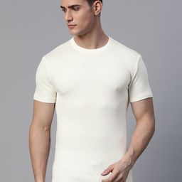 Marks & Spencer Men White Self Design Lounge T-shirt-image-26