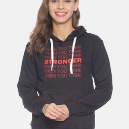 Campus Sutra Women Charcoal Grey Printed Hooded Sweatshirt-image-12