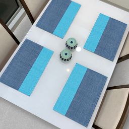 HOKIPO Set Of 4 Blue & White Striped Table Mats-17