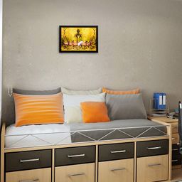 eCraftIndia Multicoloured Lord Buddha & Horses UV Wall Painting-image-52