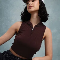 The Roadster Life Co. Ribbed Hooded Crop Top-1