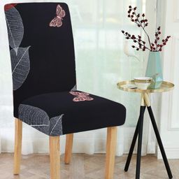 Cortina Navy Blue & Grey Printed Chair Cover-image-98