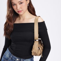 glitchez Gathers Detail Off-Shoulder Fitted Top-image-9