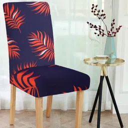 Cortina Set Of 6 Navy Blue & Orange Floral Chair Covers-image-86