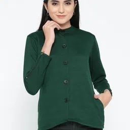 Belle Fille Women Green Solid Tailored Jacket-image-57