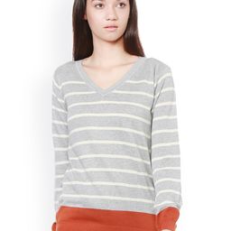 Allen Solly Woman Women Grey Striped Pullover-image-25