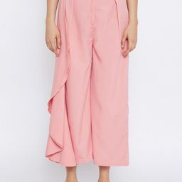 Bitterlime Women Peach-Coloured Relaxed Loose Fit Solid Culottes-image-22
