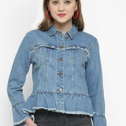 Kotty Women Blue Solid Denim Jacket-image-33