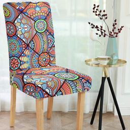 Cortina Set Of 6 Blue & Orange Printed Chair Covers-18