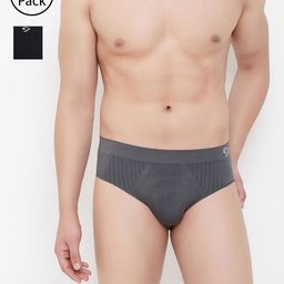 C9 AIRWEAR Men Pack of 2 Assorted Seamless Briefs & Trunks P503CHRCL_P601BLK-17