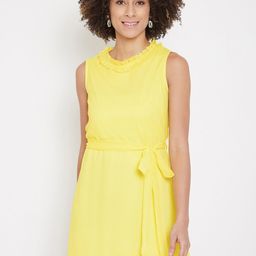 La Zoire Women Yellow Solid Fit and Flare Dress-picture-57