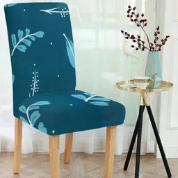 Cortina Set of 6 Teal Blue & White Printed Chair Covers-5