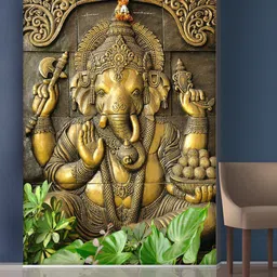 999Store Gold-Toned Lord Ganesha Mural Wall Stickers-picture-23