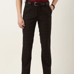 Peter England Men Checked Slim Fit Trousers-image-90