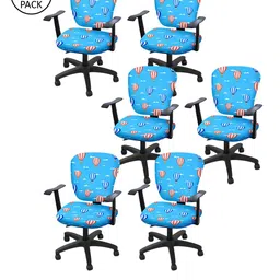 Cortina Set of 6 Blue & Orange Printed Chair Covers-image-89