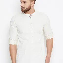 even Men Off-White Printed Straight Kurta-image-71