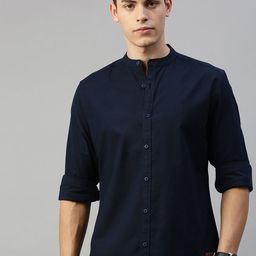 Roadster Men Navy Blue Regular Fit Solid Sustainable Casual Shirt-image-77