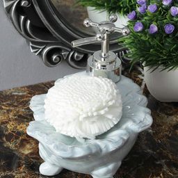 A Vintage Affair- Home Decor Unisex Blue & White Solid Liquid Soap Dispenser with Sponge-40