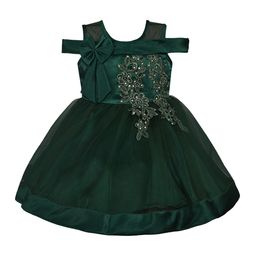 Wish Karo Girls Green Embellished Fit and Flare Dress-52