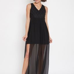 La Zoire Women Black Solid Maxi Dress-image-67