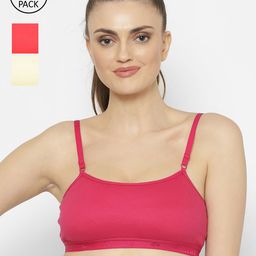Floret Coral & Magenta Solid Set of 3 Workout Bra 1492_Tomato-Magenta-Lemon-Tomato-Magenta-33
