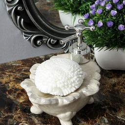 A Vintage Affair- Home Decor Off-White Solid Ceramic Liquid Soap Dispenser With Sponge-19