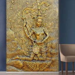 999Store Gold-Toned Lady Playing The Sitar Mural Wall Stickers-picture-16