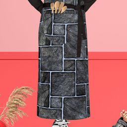 ArtzFolio Black Printed Cotton Waist Apron-54