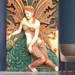 999Store Orange & Green Angel Sitting On Fish Mural Self-Adhesive Wallpaper-picture-15