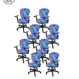 Cortina Set of 8 Blue & Pink Printed Chair Covers-14