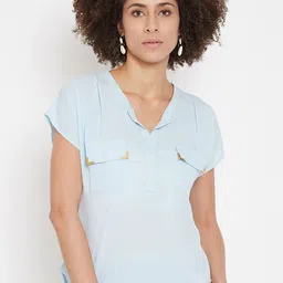 La Zoire Women Blue Solid Top-image-69