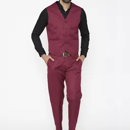 Wintage Men Magenta Solid Regular Fit Party Suit-14