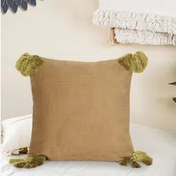 Mezposh Beige Set of Single Striped Square Cushion Covers-52