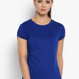 appulse Women Blue Solid Round Neck T-shirt-29
