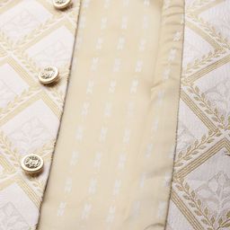 MANQ Men Cream-Coloured  Solid Kurta with Churidar & Woven Design Nehru Jacket image 5