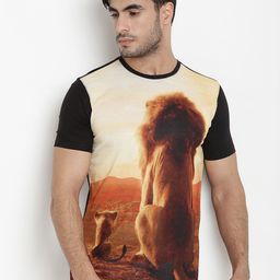 Disney by Wear Your Mind Men Brown Printed Round Neck T-shirt-image-96