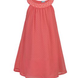 Miyo Girls Coral Pink Foil Printed A-Line Dress-image-10