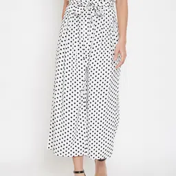 La Zoire Women White & Black Printed Straight Palazzos-picture-14