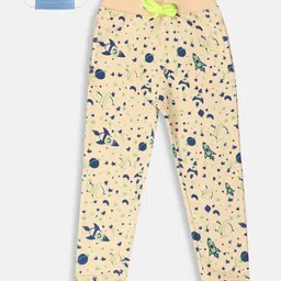 Lil Tomatoes Boys Peach-Coloured  Navy Blue Printed Straight-Fit Track Pants-image-98