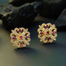 aadita Magenta Gold-Plated Handcrafted Contemporary Studs-image-11
