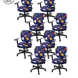 Cortina Set of 8 Navy Blue Printed Chair Covers-image-80