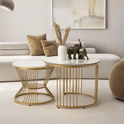 LivIn Styles White & Yellow Round CoffeeTable-22