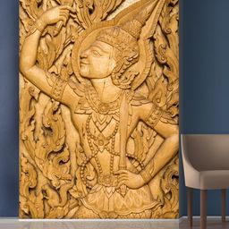 999Store Gold-Toned Golden Leaves and Man Statue Mural Wall Sticker-picture-23