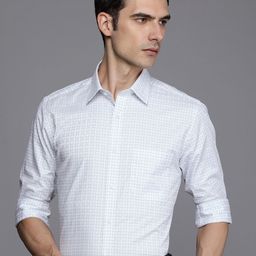 Raymond Slim Fit Pure Cotton Checked Formal Shirt-image-93