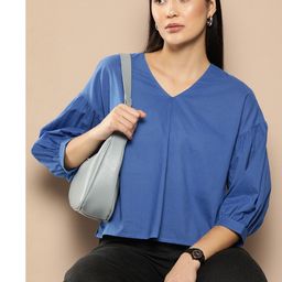 Chemistry Puff Sleeves Pure Cotton Top-image-23